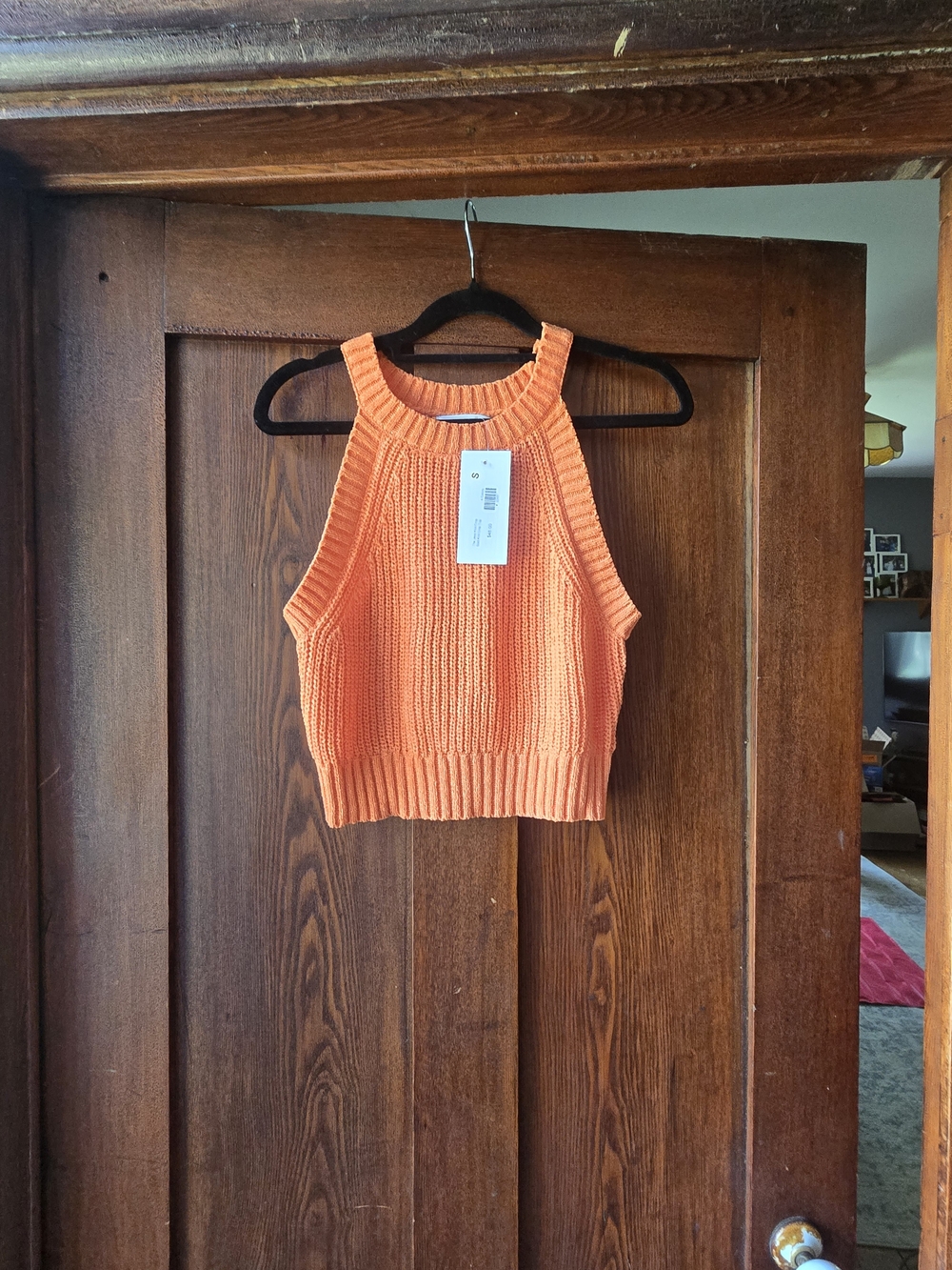 MARBLE Orange Cropped Knit Tank